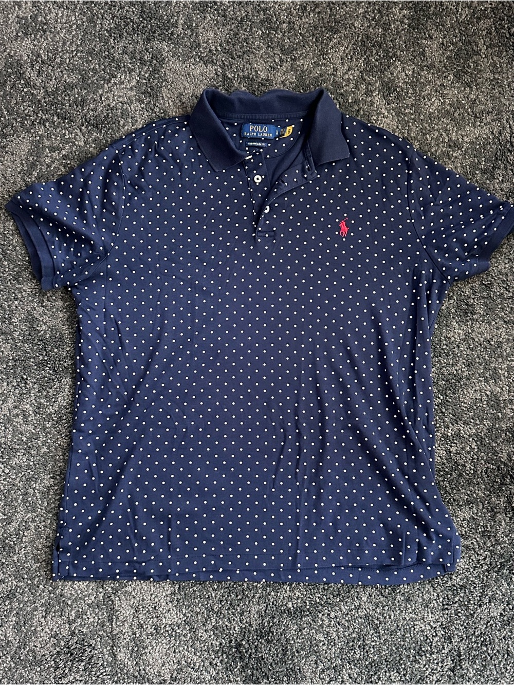 Polo by Ralph Lauren Men’s Navy Polka Dot Polo custom fit